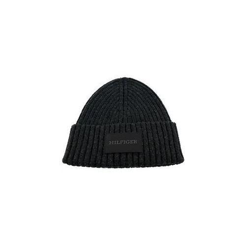 TOMMY HILFIGER TH Monotype Patch Cotton Beanie Black