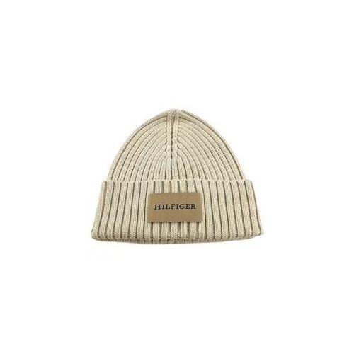 TOMMY HILFIGER TH Monotype Patch Cotton Beanie Beige