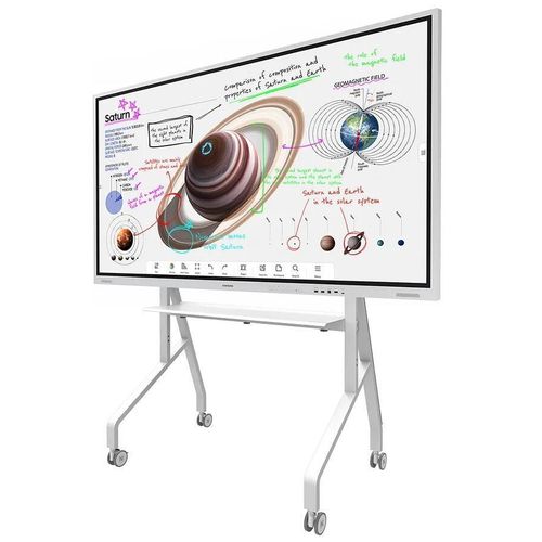 Samsung Flip Pro WM85B Flipchart 215,9 cm 85 Zoll + Neomounts FL50-575WH1 MOVE Go XL Rollwagen