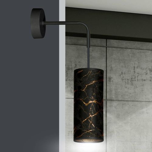 Wandlampe Joni, Textil, 1fl schwarz-marmoriert