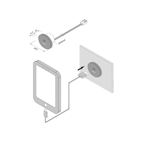 Steckdose USB-A + USB-C, weiß, Möbeleinbau, 24V-Eingang, 20W