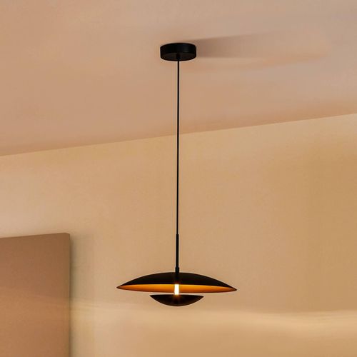 Lindby LED-Hängeleuchte Tiama, Metall, schwarz/gold, Ø 40 cm