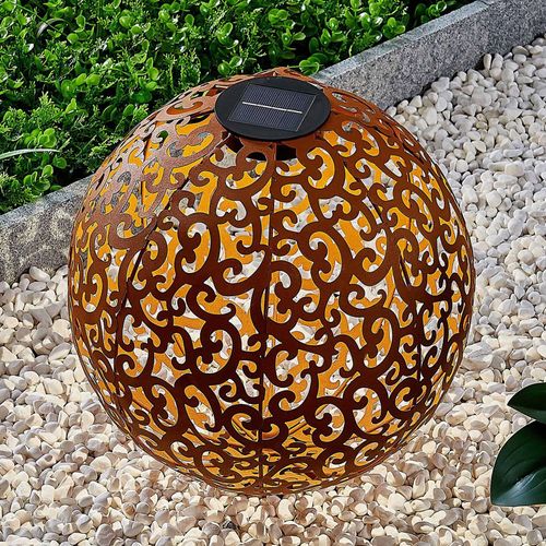 Lindby Eduta Ornament-LED-Solarleuchte, rostfarben