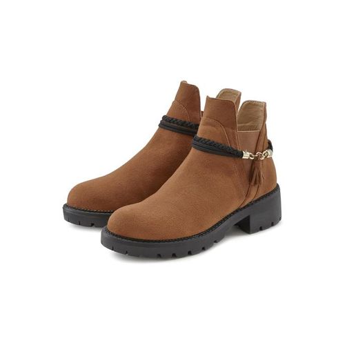 LASCANA Chelseaboots camelfarben Gr. 38 für Damen. Mit Band