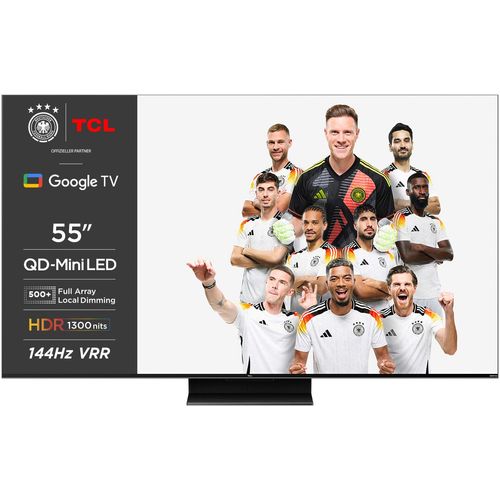 G (A bis G) TCL Mini-LED-Fernseher Fernseher Dolby Vision, Apple TV, Multi-HDR, 144 Hz Gr. 55, schwarz