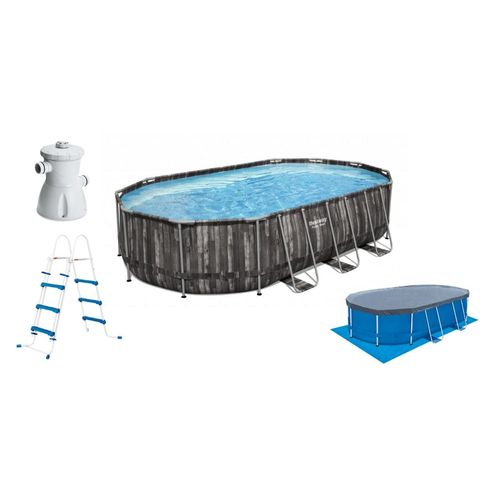 Framepool MOUNTFIELD Schwimmbecken Gr. B/H/L: Breite 366cm x Höhe 122cm x Länge 610cm, 20200 l, grau (baumarkt) BxLxH: 366x610x122 cm