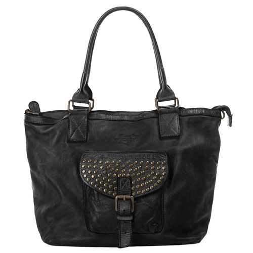 Shopper SAMANTHA LOOK Gr. B/H/T: 40cm x 26cm x 14cm onesize, schwarz Damen Taschen echt Leder, Made in Italy