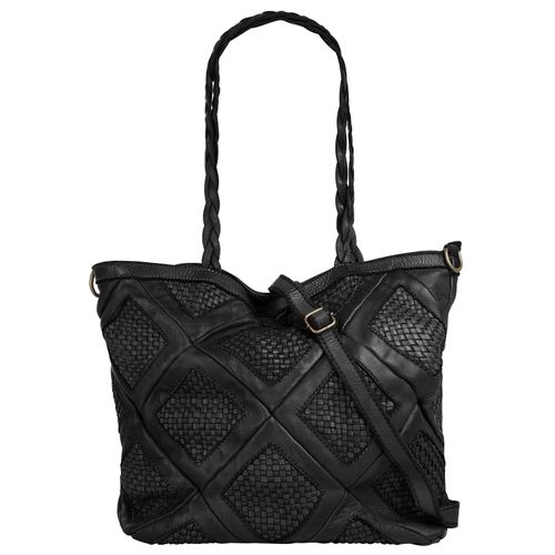 Shopper SAMANTHA LOOK, Damen, Gr. B/H/T: 33cm x 30cm x 15cm onesize, schwarz, Leder, Taschen, echt Leder, Made in Italy