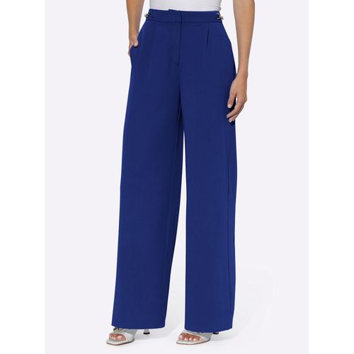 Bundfaltenhose HEINE, Damen, Gr. 38, Normalgrößen, blau (royalblau), 69% Polyester, 23% Viskose, 8% Elasthan, unifarben, lang, Hosen