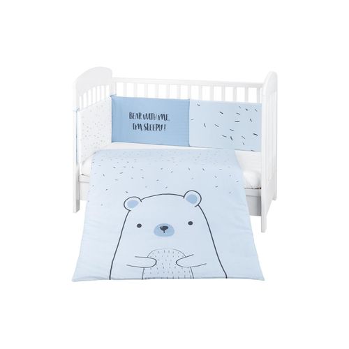 Kikkaboo Kinderbettwäsche Bär 3-tlg. Decke 135 x 95 cm Nestchen Bett 140 x 70 cm blau