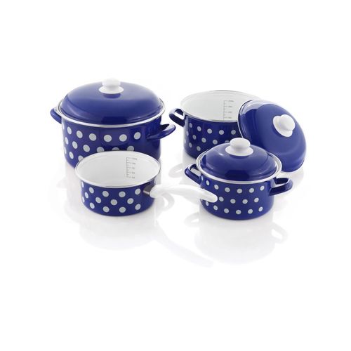 Kochtopf-Set Pünktchen 7-tlg. blau-weiß
