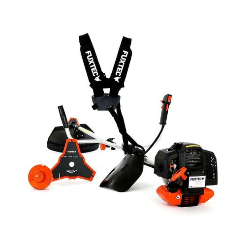 FUXTEC Benzin Motorsense FX-MS152 - 52ccm | Rasentrimmer mit 3PS | 2-Takt | 7,5Kg | 9-Zahn | Easy Start | Doppelfadenkopf + Messer | Freischneider