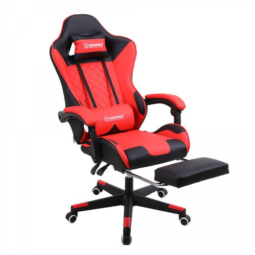 Herzberg Gaming- und Bürostuhl mit versenkbarer Fußstütze Red