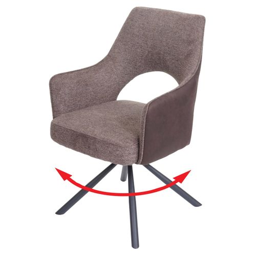 Esszimmerstuhl HWC-K30, Küchenstuhl Lehnstuhl, drehbar Auto-Position, Stoff/Textil MVG braun-dunkelbraun