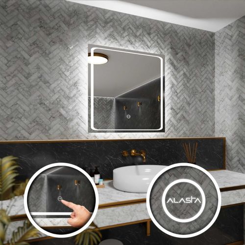 Badspiegel mit LED Beleuchtung und Touch-Schalter - Barcelona - 60 cm, 60 cm
