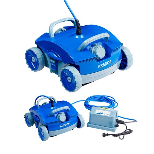 AREBOS Automatischer Poolroboter Poolrunner für Pools bis max. 50 m³ Poolsauger Bodenreiniger 2 Reinigungsmodi, Blau