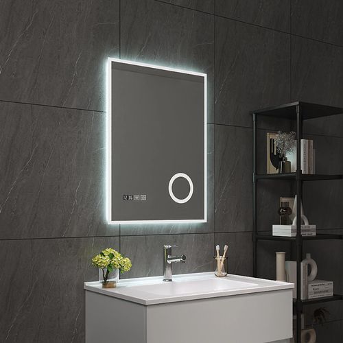 LED-Badspiegel ’Lizzano’ mit 120 LEDs Aluminiumrahmen 60 x 80 cm Weiß