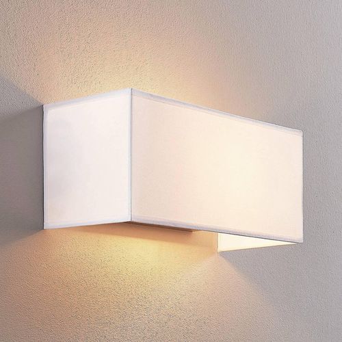 Stoff-Wandlampe Adea, 30 cm, eckig, weiß