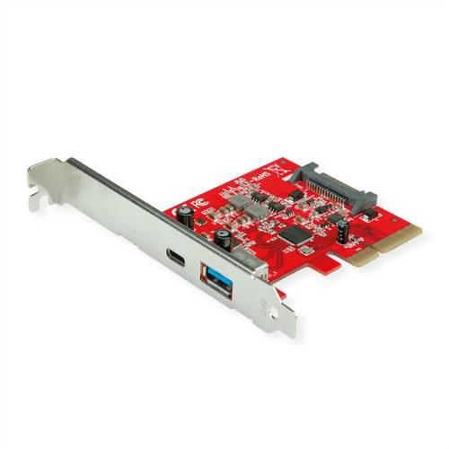 ROLINE PCI-Express-Karte, USB 3.2 Gen 2, 1x USB-A, 1x USB-C