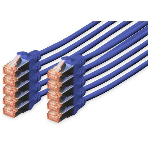 Digitus DK-1644-050-B-10 RJ45 Netzwerkkabel, Patchkabel CAT 6 S/FTP 5.00 m Blau Folienschirm, Gesamtschirm, Geschirmt, Halogenfrei, Simplex, doppelt geschirmt,