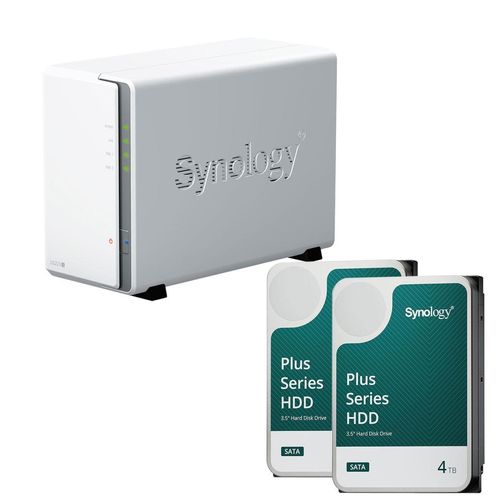 Synology DiskStation DS223J 2 Einschübe NAS-Server Leergehäuse + 8 TB Synology Plus (2x 4TB)