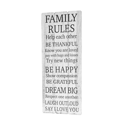 Wandschild Familienregeln, Holzschild Dekoschild, Shabby-Look Vintage 76x31cm