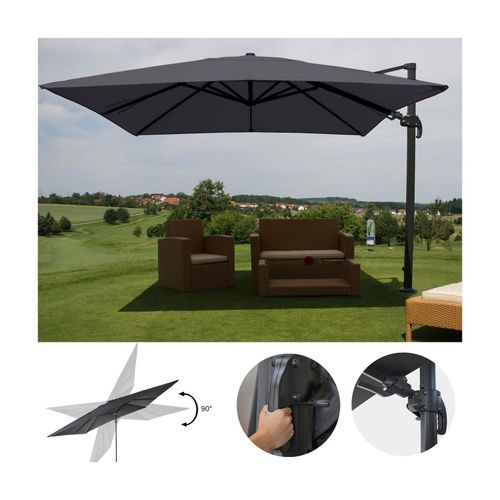 Gastronomie-Ampelschirm MCW-A96, 3x3m (Ø4,24m) schwenkbar, Polyester Alu/Stahl 23kg ~ anthrazit ohne Ständer