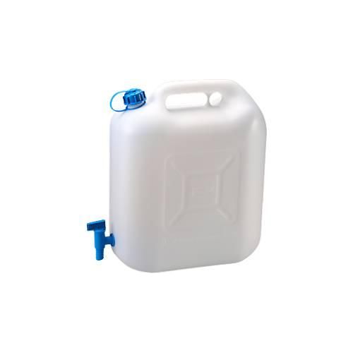 Hünersdorff Wasserkanister Eco, Polyethylen (HD-PE) natur, fest montierter Ablasshahn, 22 Liter