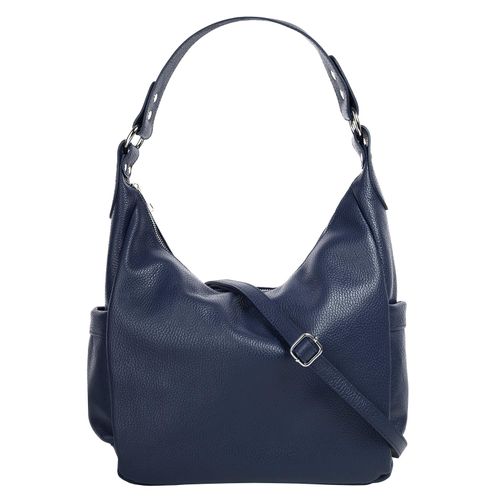 Shopper SAMANTHA LOOK Gr. B/H/T: 35cm x 25cm x 10cm onesize, blau Damen Taschen echt Leder, Made in Italy