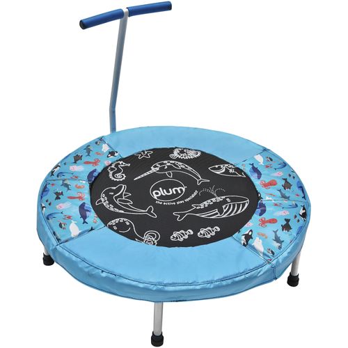 Kindertrampolin PLUM "Junior Bouncer" Trampoline Gr. Ø 81cm, blau (schwarz/weiß + blau/bunt) Kinder mit Meeres-Sound