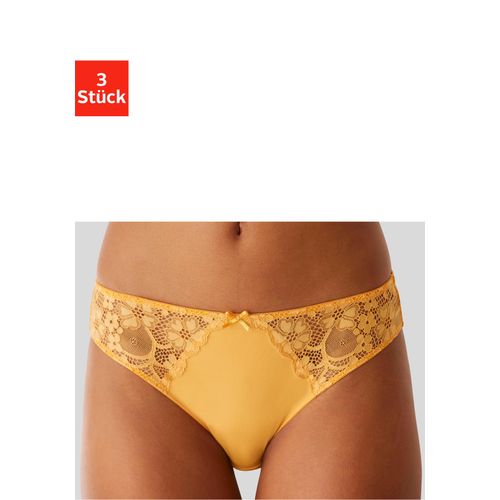 Slip PETITE FLEUR, Damen, Gr. 48/50, bunt (khaki, hellgrün, mango), Microtouch, Spitze, Obermaterial: 86% Polyester, 14% Elasthan, körpernah, Unterhosen, mit leicht transparenter Jacquardspitze an den Seiten