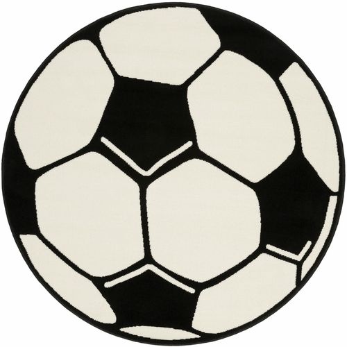 Kinderteppich HANSE HOME "Fußball" Teppiche Gr. Ø 200cm, 10mm, weiß Kinder Kinder-Teppich, Rutschfest, Kurzflor, Fussball, Kinderzimmer, Spiel