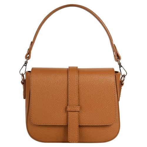 Umhängetasche SAMANTHA LOOK, Damen, Gr. B/H/T: 21cm x 16cm x 6cm onesize, braun (cognac), Leder, clean, Taschen, echt Leder, Made in Italy