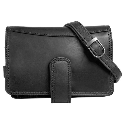 Umhängetasche CLUTY, Damen, Gr. B/H/T: 18cm x 13cm x 9cm onesize, schwarz, Leder, gepflegt, Taschen, echt Leder