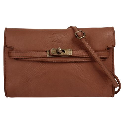 Umhängetasche SAMANTHA LOOK Gr. B/H/T: 23cm x 16cm x 3cm onesize, braun (cognac) Damen Taschen echt Leder, Made in Italy