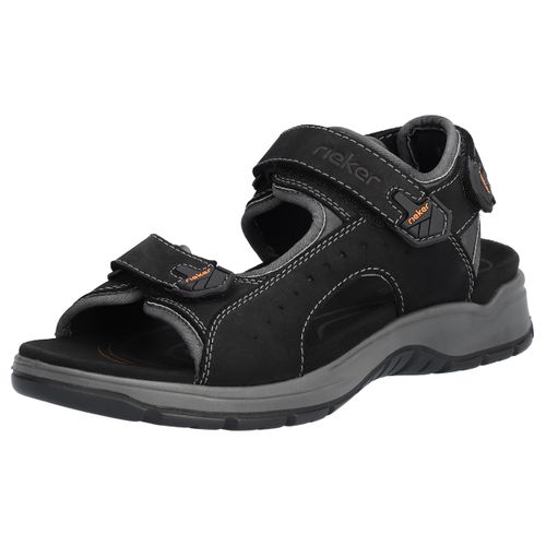 Sandale RIEKER Gr. 41, schwarz (schwarz, grau) Herren Schuhe Sommerschuh, Klettschuh, Freizeitsandale, mit 3 Klettverschlüssen