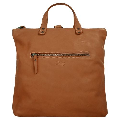 Umhängetasche CLUTY, Damen, Gr. B/H/T: 28cm x 33cm x 7cm onesize, braun (cognac), Leder, vintage, Taschen, echt Leder, Made in Italy