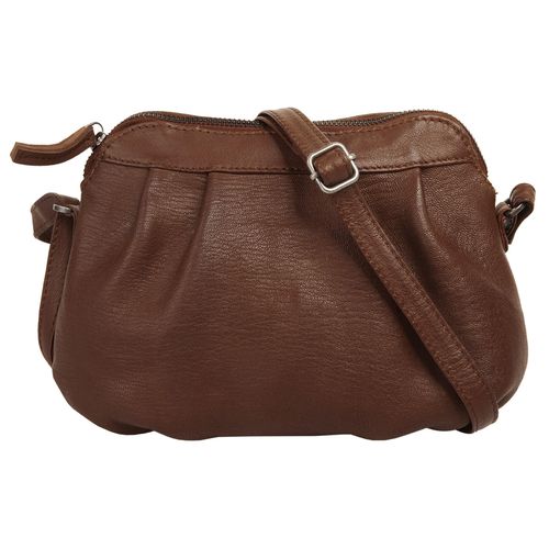 Umhängetasche X-ZONE, Damen, Gr. B/H/T: 26cm x 18cm x 5cm onesize, braun (cognac), Leder, unifarben, leicht glänzend, Taschen, echt Leder