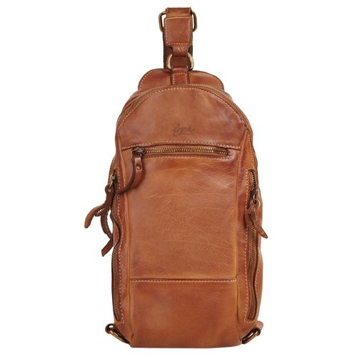 Umhängetasche X-ZONE, Damen, Gr. B/H/T: 33cm x 13cm x 8cm onesize, braun (cognac), Leder, unifarben, Taschen, echt Leder, Made in Italy