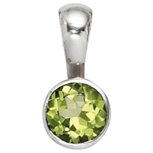 Runder Anhänger JOBO, silber (silber 925), Schmuckanhänger, Damen, Silber 925 (Sterlingsilber), rund 925 Silber mit Peridot