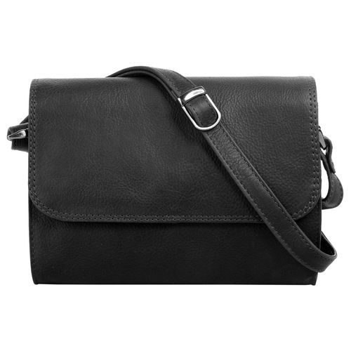 Umhängetasche CLUTY, Damen, Gr. B/H/T: 20cm x 15cm x 6cm onesize, schwarz, Leder, vintage, Taschen, echt Leder