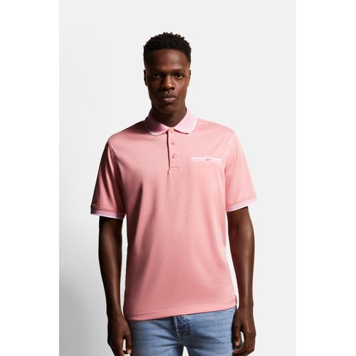 Poloshirt BUGATTI Gr. L, rot (apricot) Herren Shirts mit Kontraststreifen