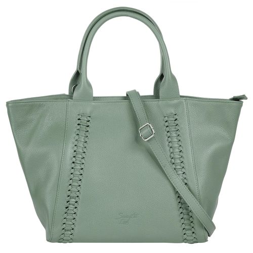 Shopper SAMANTHA LOOK Gr. B/H/T: 32cm x 22cm x 9cm onesize, grün Damen Taschen echt Leder, Made in Italy