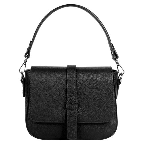 Umhängetasche SAMANTHA LOOK, Damen, Gr. B/H/T: 21cm x 16cm x 6cm onesize, schwarz, Leder, clean, Taschen, echt Leder, Made in Italy