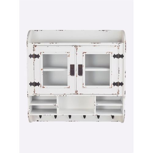 Hängeregal HEINE HOME, weiß (weiß, gewischt), B:80cm H:80cm T:24cm, Holz, MDF, Glas, Regale