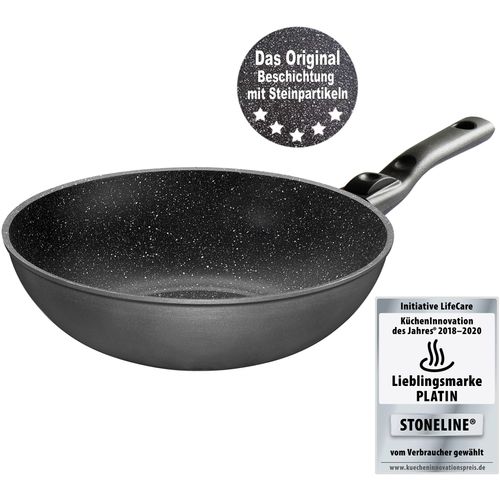 Wok STONELINE, grau (anthrazit), H:9,5cm Ø:30cm, Pfannen, Induktion, Ø 30 cm