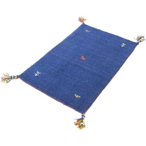 Wollteppich MORGENLAND "Gabbeh Teppich Agra", blau (dunkelblau), B:70cm H:14mm L:120cm, Schurwolle, Teppiche, Gabbehteppich, Kurzflor