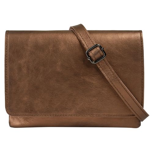 Umhängetasche CLUTY, Damen, Gr. B/H/T: 23cm x 18cm x 4cm onesize, braun (cognac), Leder, glänzend, Taschen, echt Leder, Made in Italy