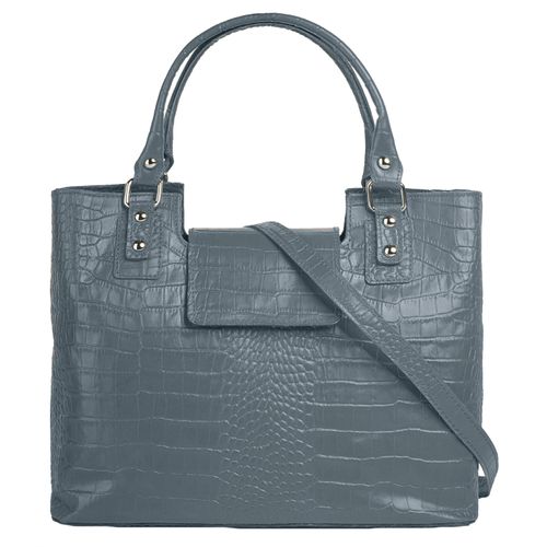 Henkeltasche CLUTY, Damen, Gr. B/H/T: 30cm x 20cm x 6cm onesize, blau, Leder, Reptilienprägung, Taschen, echt Leder, Made in Italy