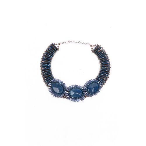 Statementkette "Ragna", Damen, Gr. onesize, Glas, blau, COLLEZIONE ALESSANDRO, Basic, Halsketten Statementkette, geschliffene Glasperlen